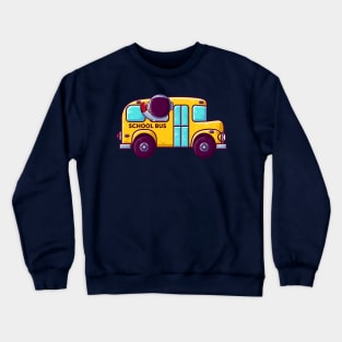 Cute Astronaut School Bus Cartoon Crewneck Sweatshirt